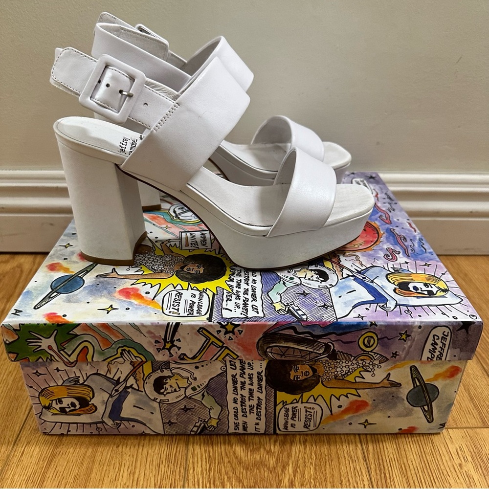 Jeffrey Campbell white Ammaly platform heel with adjustable straps Worn once 8.5